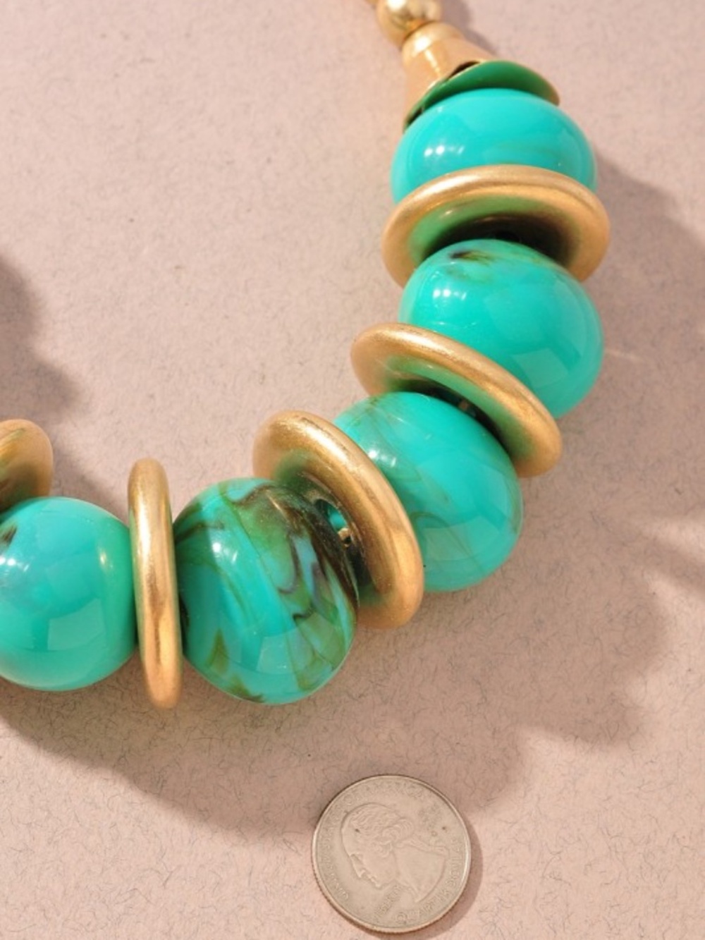 Turquoise Round Stone Bead Statement Necklace